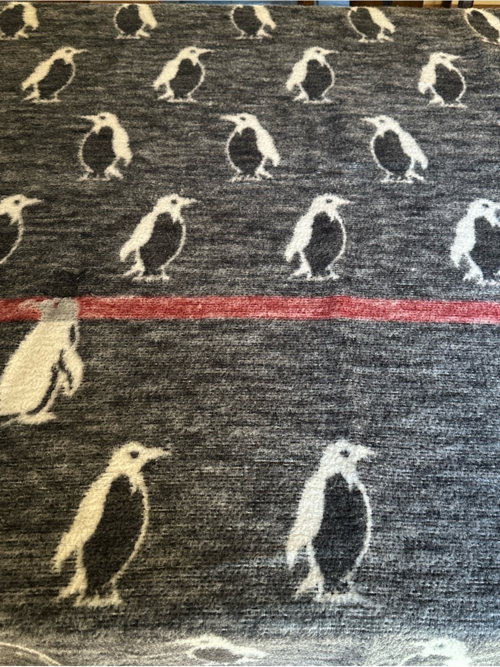 Vintage 1985 Biederlack Penguin Blanket Black White Reversible 75x54” USA